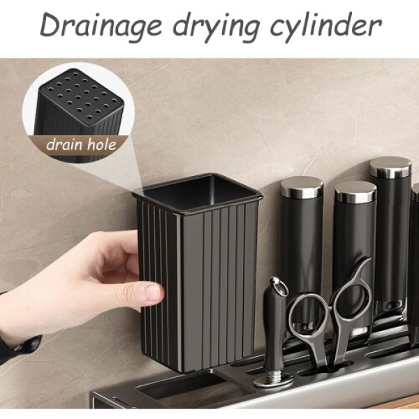 Rak Peralatan Dapur Gantung, Rak Peralatan Dapur Hitam dengan Pemegang Papan Pemotong, Rak Penyimpanan Multifungsi, Untuk Menyimpan Peralatan Makan dan Handuk